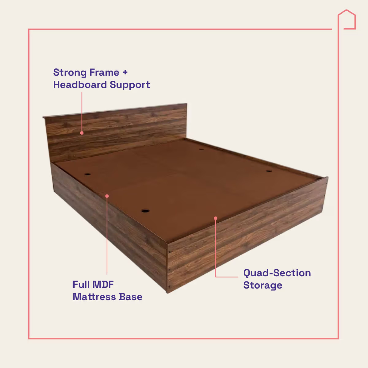 Taurus Engineered Wood Bed with Storage (78*60inch) - hover
