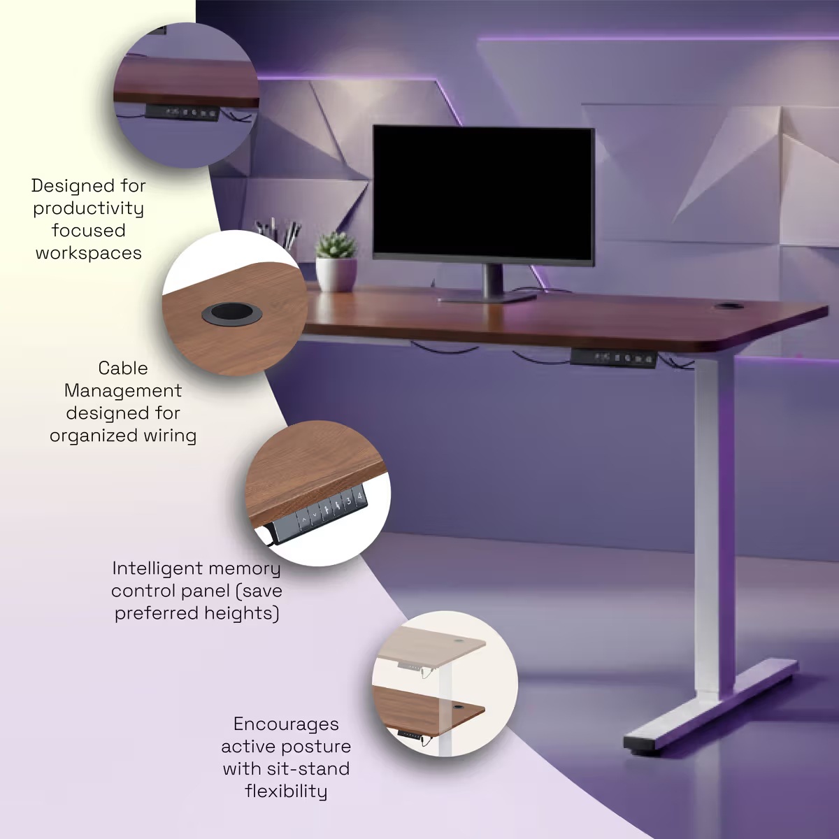 Notiq Electric Height Adjustable Study Table