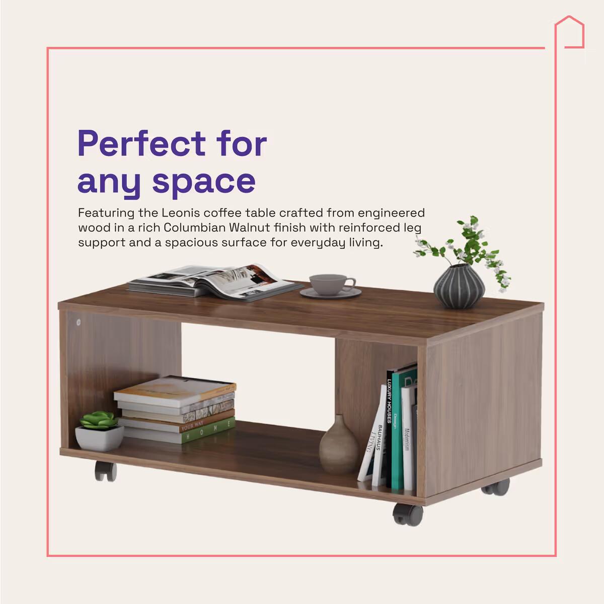 Coffee Table - Columbian Walnut Color, Engineered