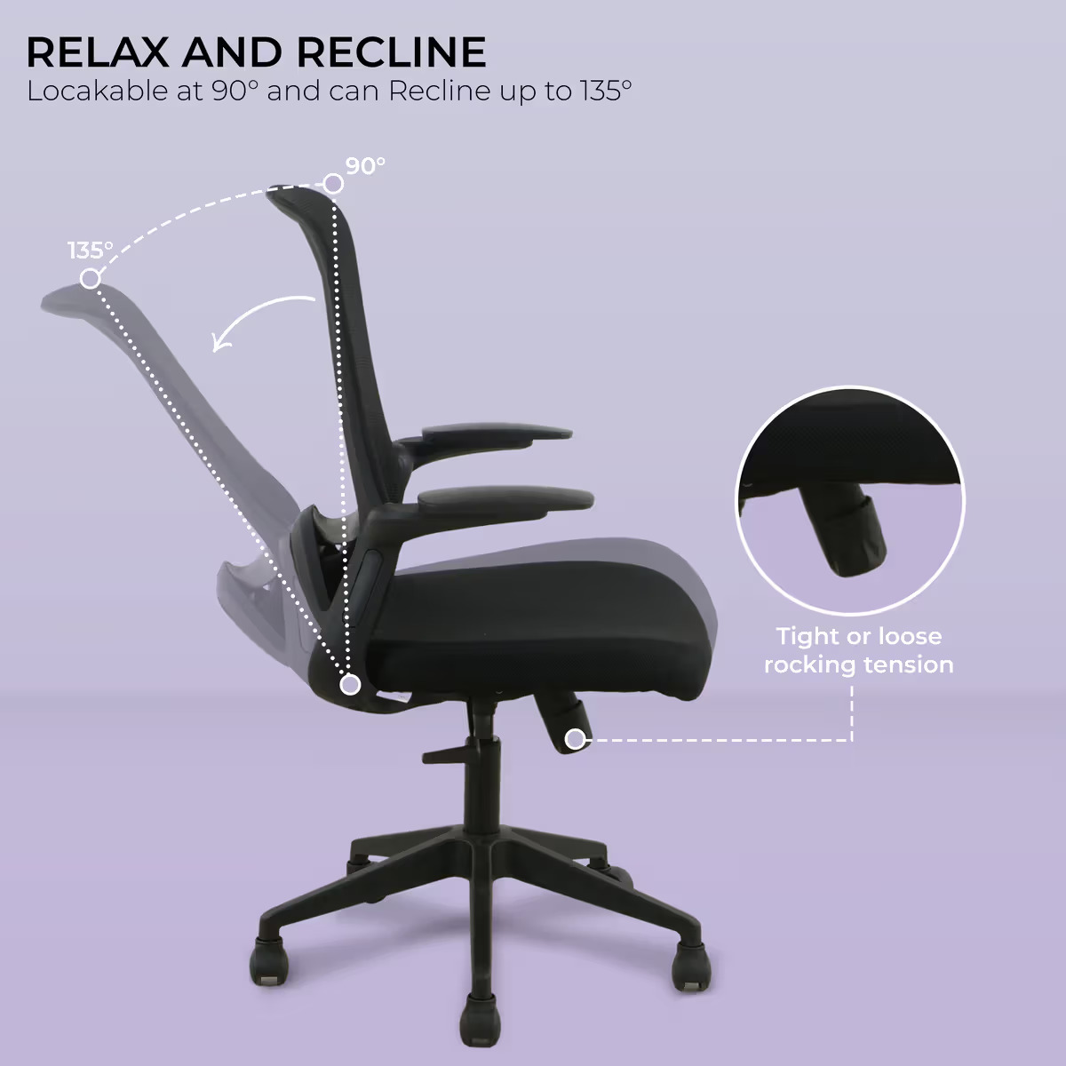 MidBack Ergonomic Office Chair | Black and Black