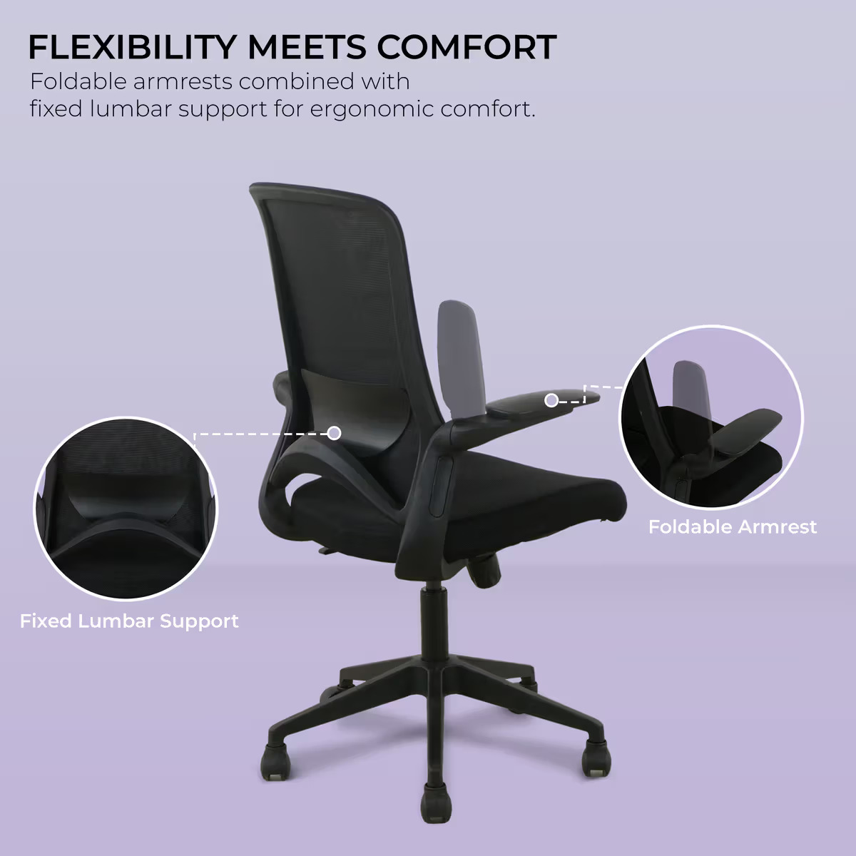 MidBack Ergonomic Office Chair | Black and Black