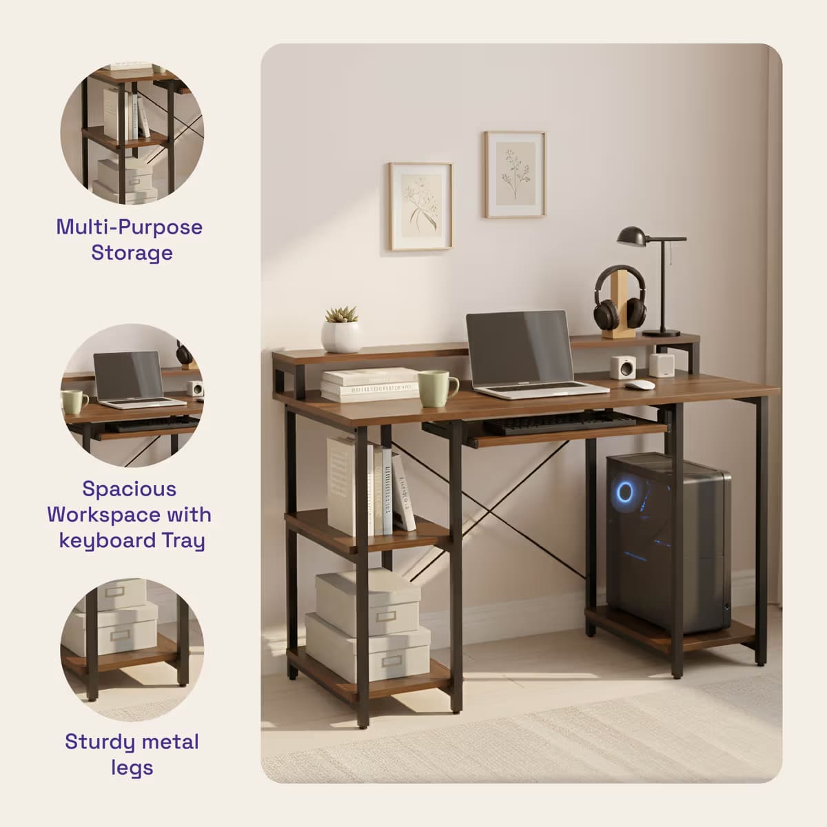 Study Table Elarox Columbian Walnut - hover