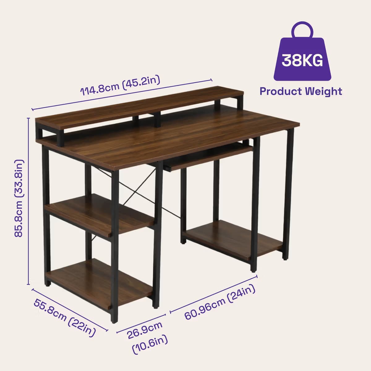 Study Table Elarox Columbian Walnut