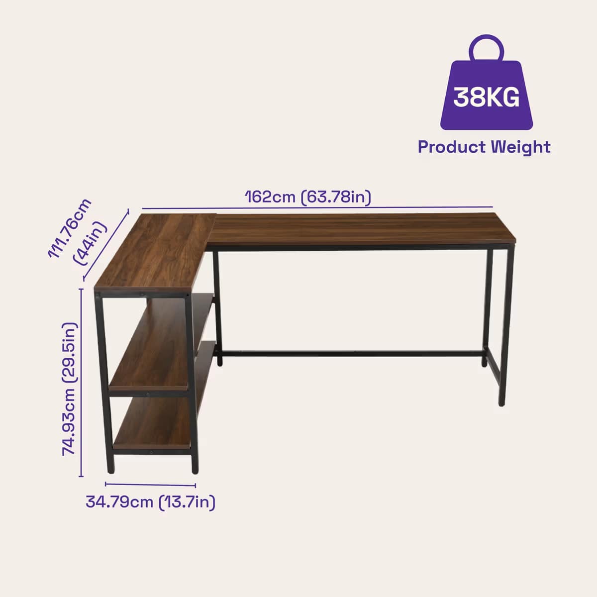 Study Table Studra Columbian Walnut 6 Years Warranty