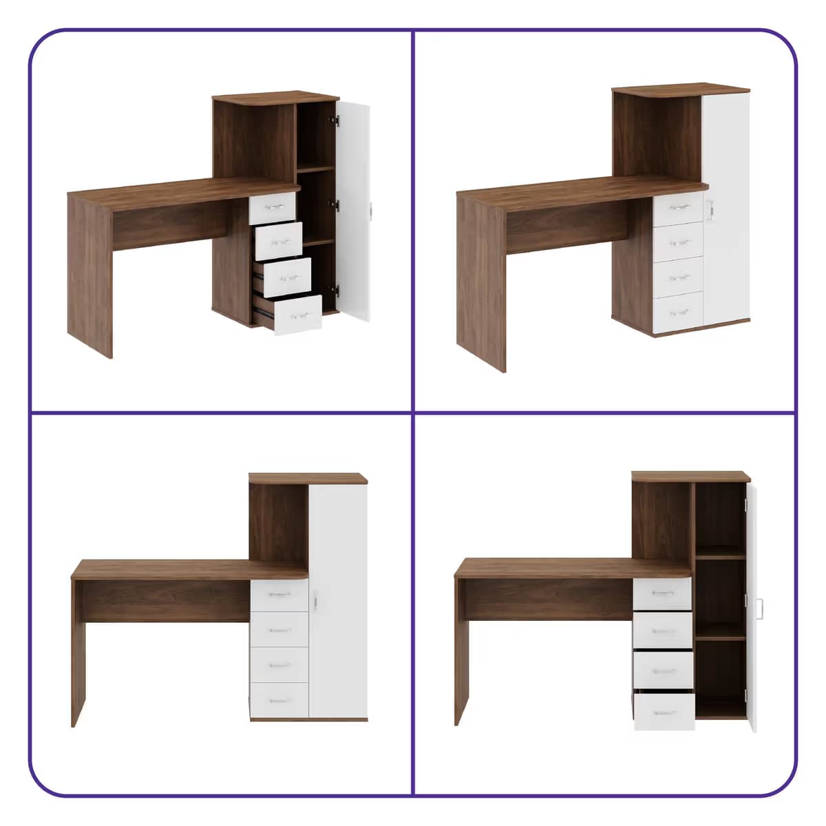Engineered Wood Study Table – Columbian Walnut & Frosty White
