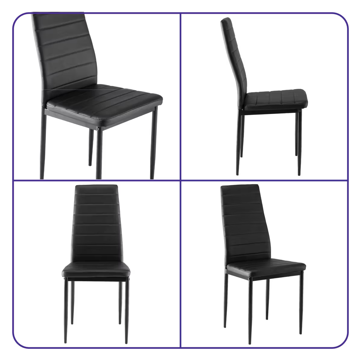Rosemary 4 Seater Glass & Metal Dining Set