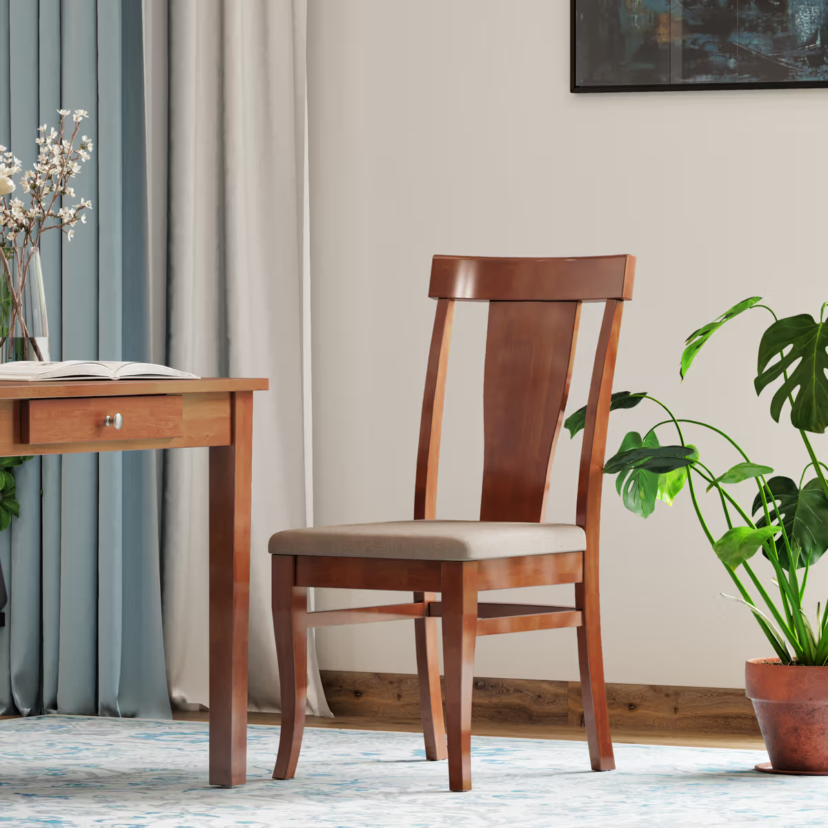 Ziti 6-seater solid wood dining set With Cushion - Omega Pearl - hover