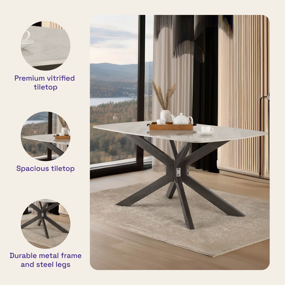 Salmore Dining Table - Antaliya Beige 6 Seater