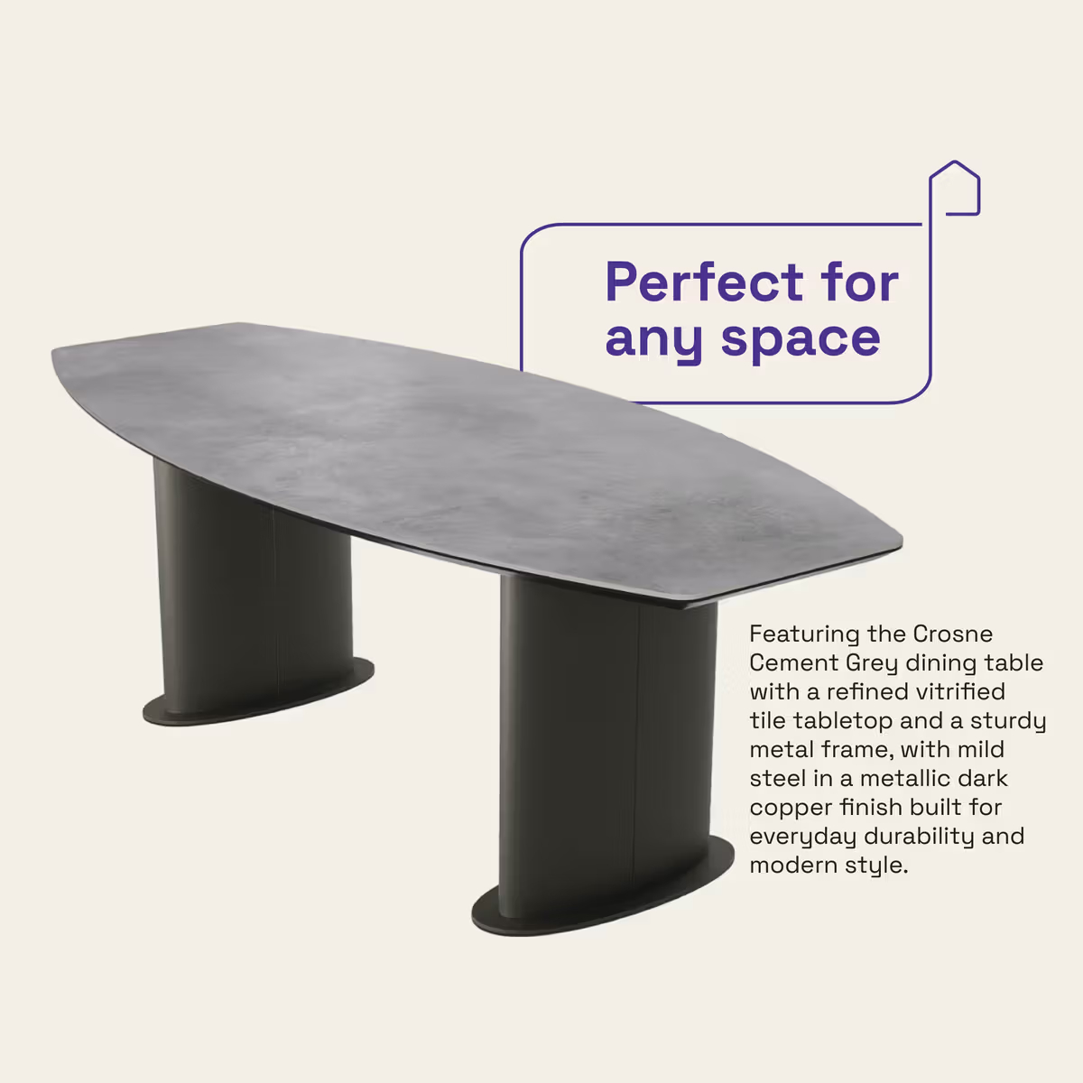 Dining Table - Cement Grey - 6 Seater I Marble Finish - hover