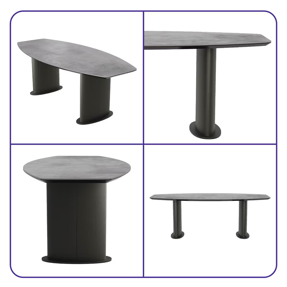 Dining Table - Cement Grey - 6 Seater I Marble Finish