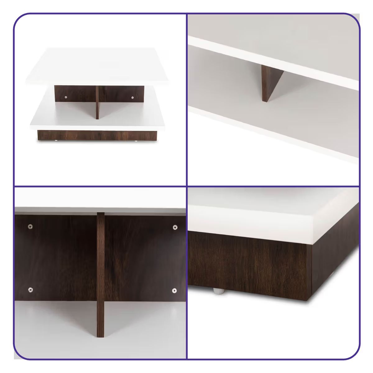 Coffee Table - Frosty White & Dark Walnut Color