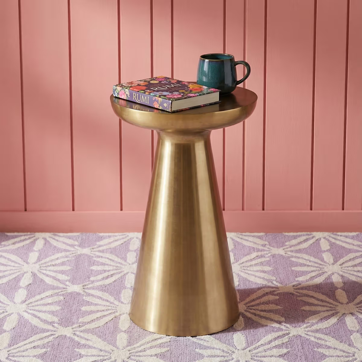 Gold Metal Side Table | Shiny Gold Finish | Lightweight