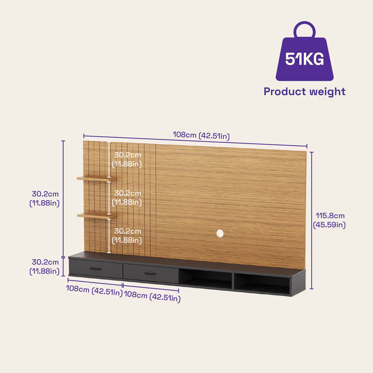 Engineered Wood TV Unit 5 Years Warranty - hover
