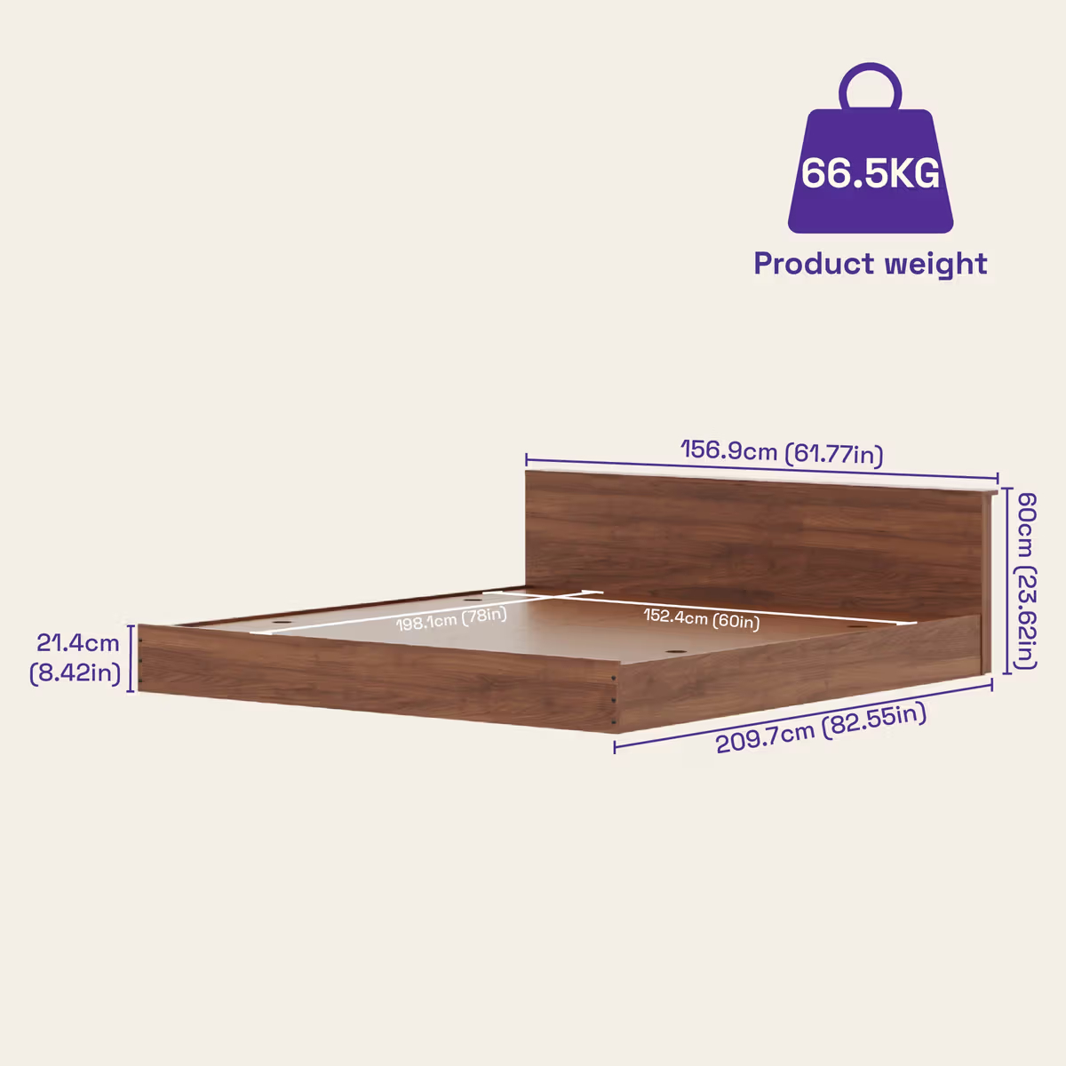 Platform Low Height Engineered Wood Bed - hover