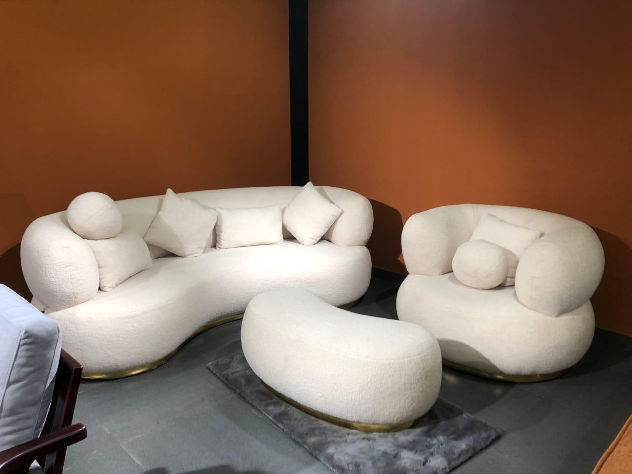 3 Seater Cashew Sofa White - hover