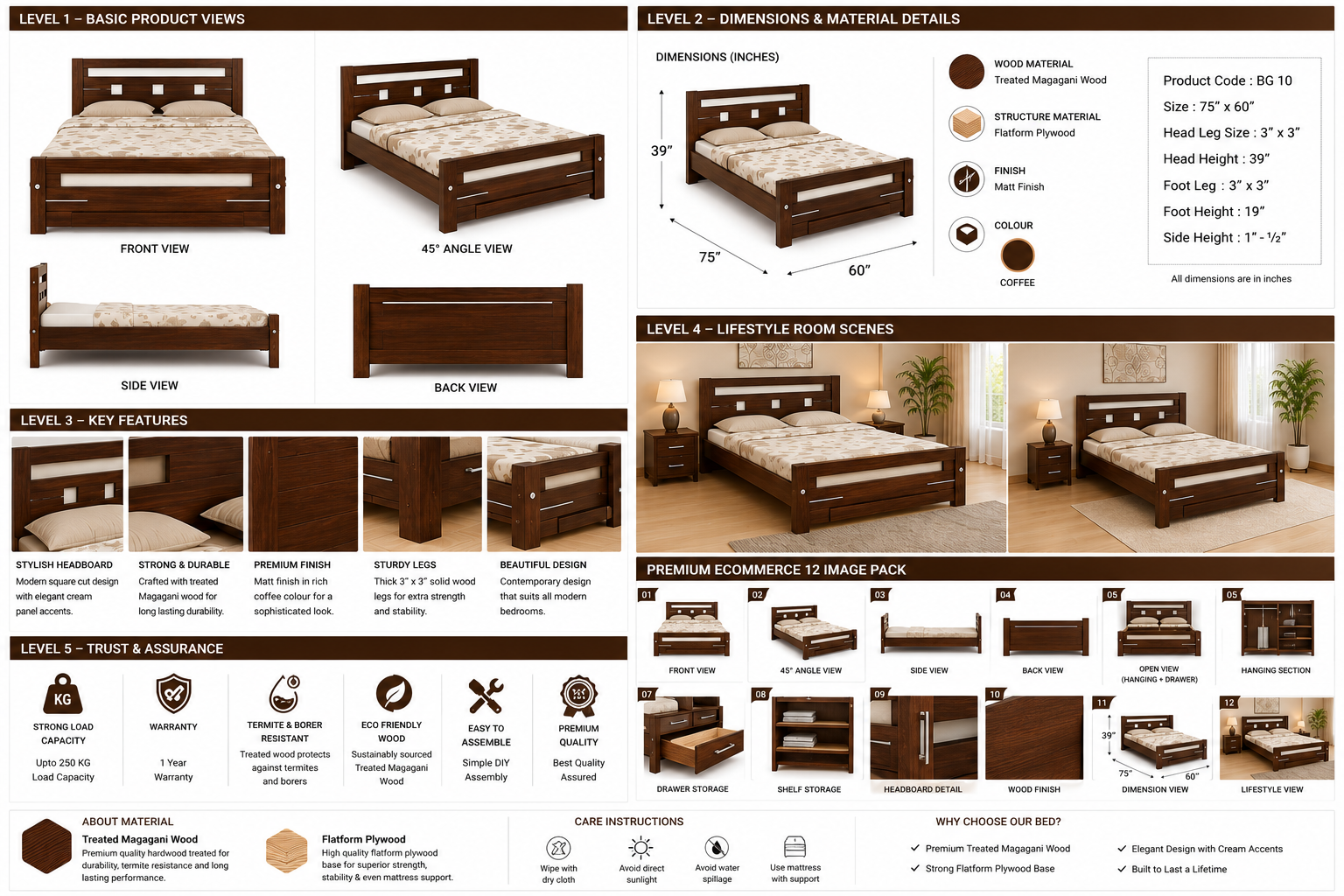 Queen Cot-Treated Magagani Wood-BG10 - hover