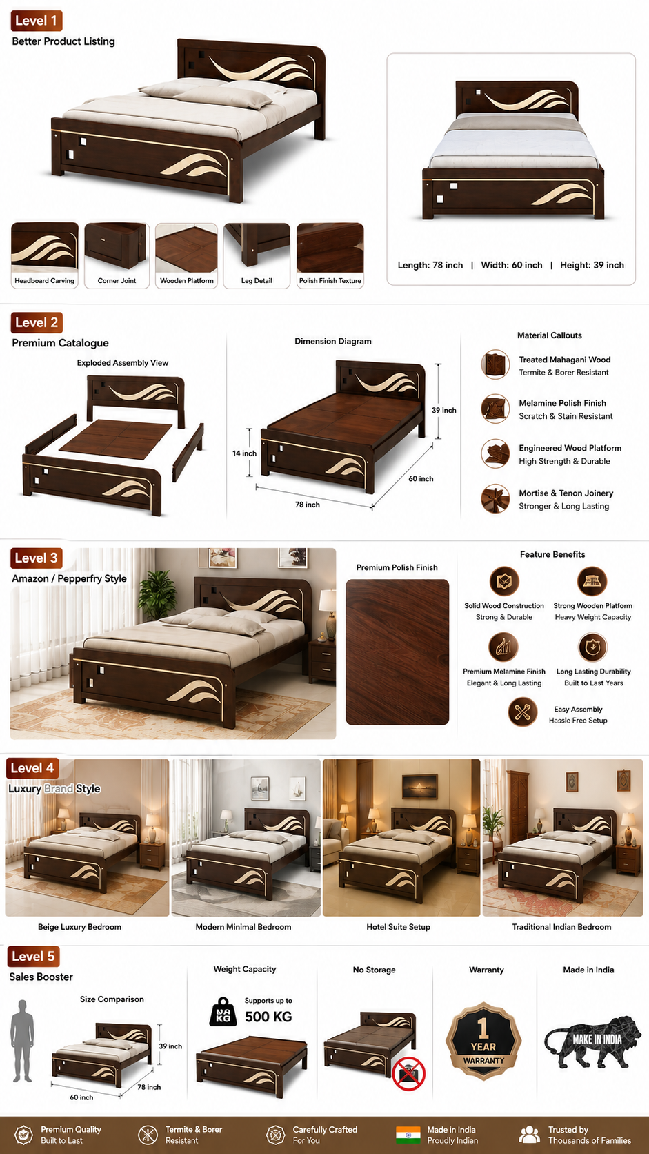 Queen Cot-Treated Magagani Wood-Wave - hover