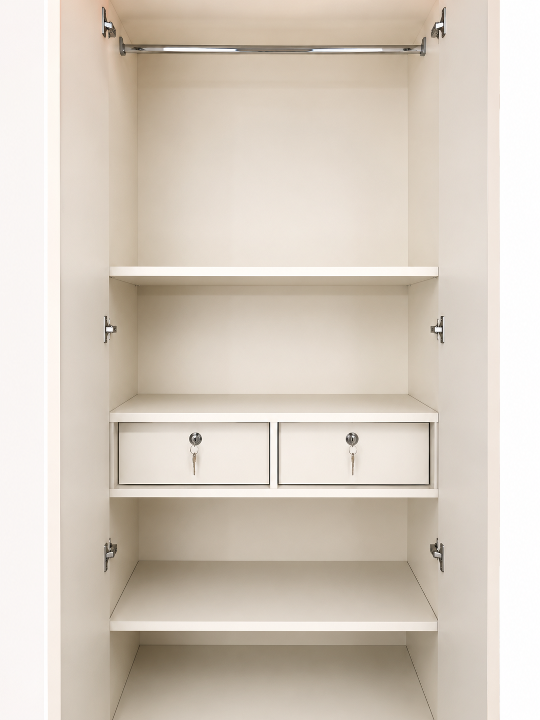 Arch 2 Door with 4 Shelves 2 Drawer 1 Hanging Area with no mirror