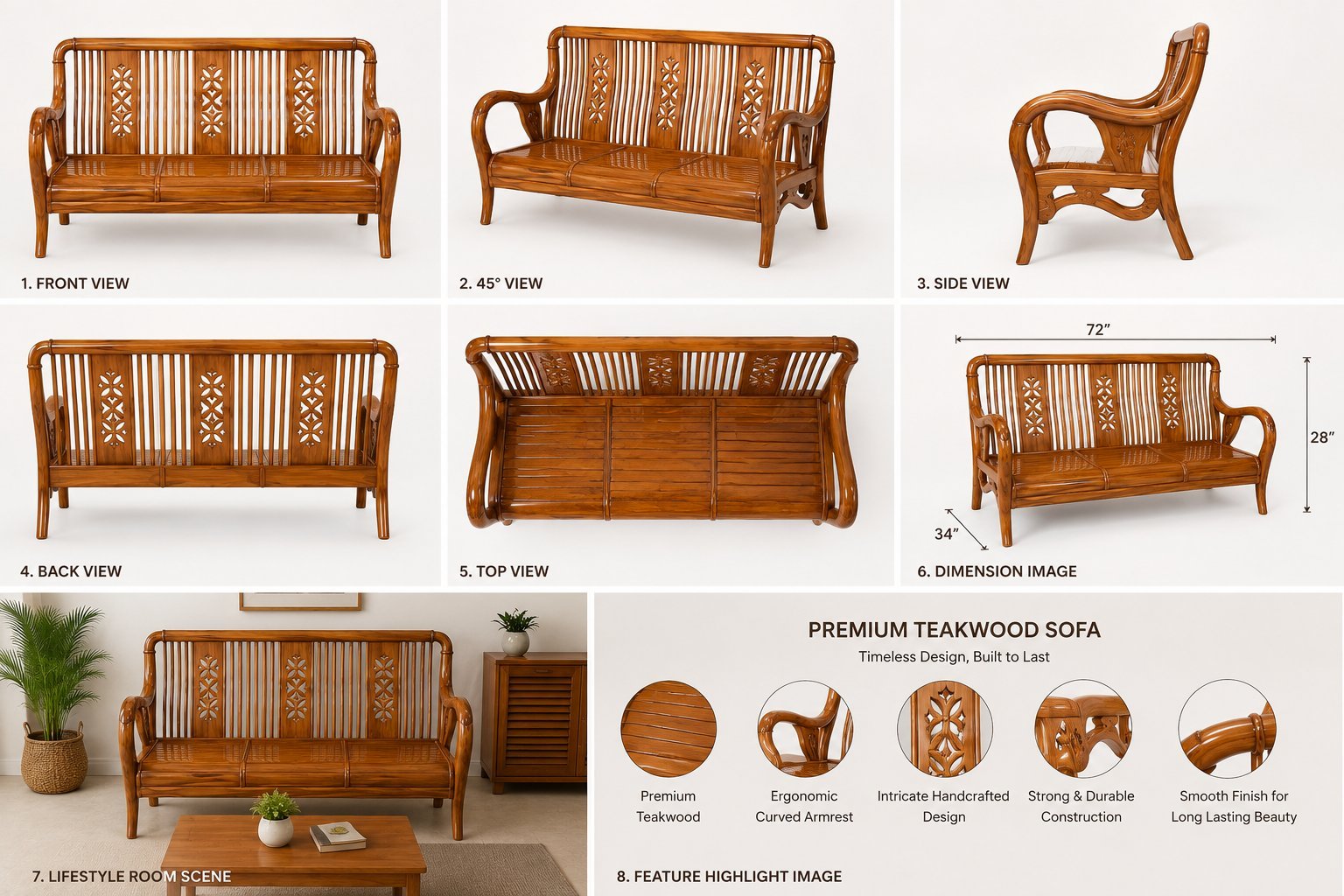 nirali 3seater teakwood