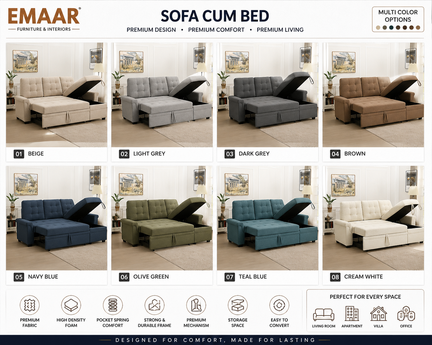 Sofa Cum Bed with lounge - hover