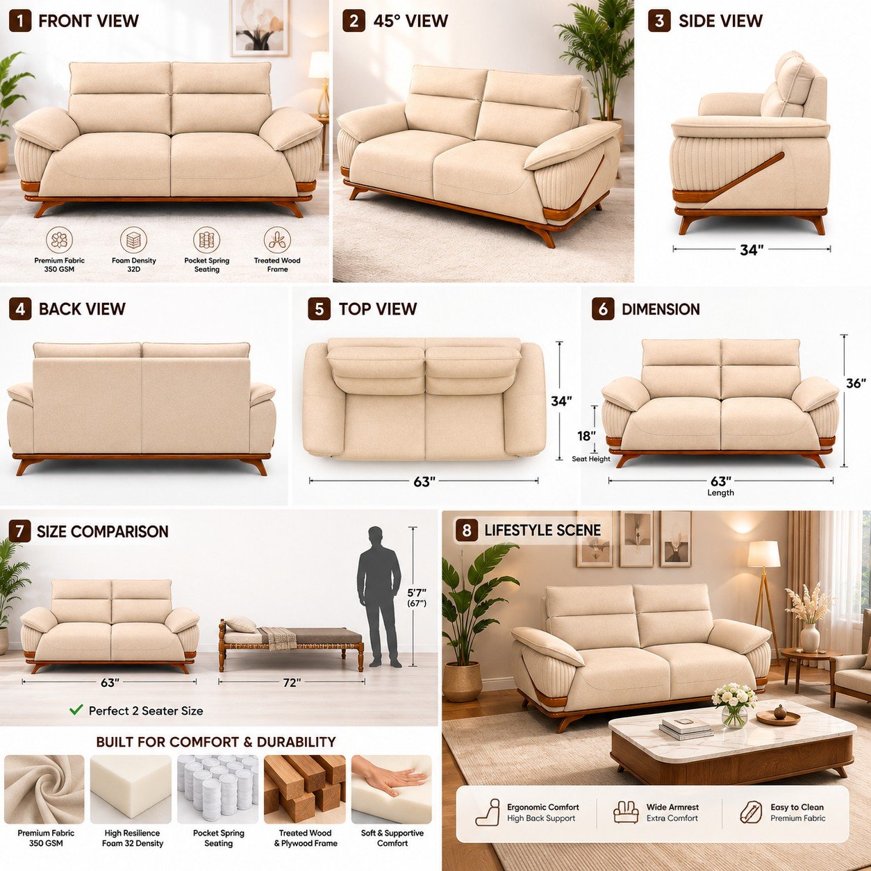 Boat 2seater fabric - hover