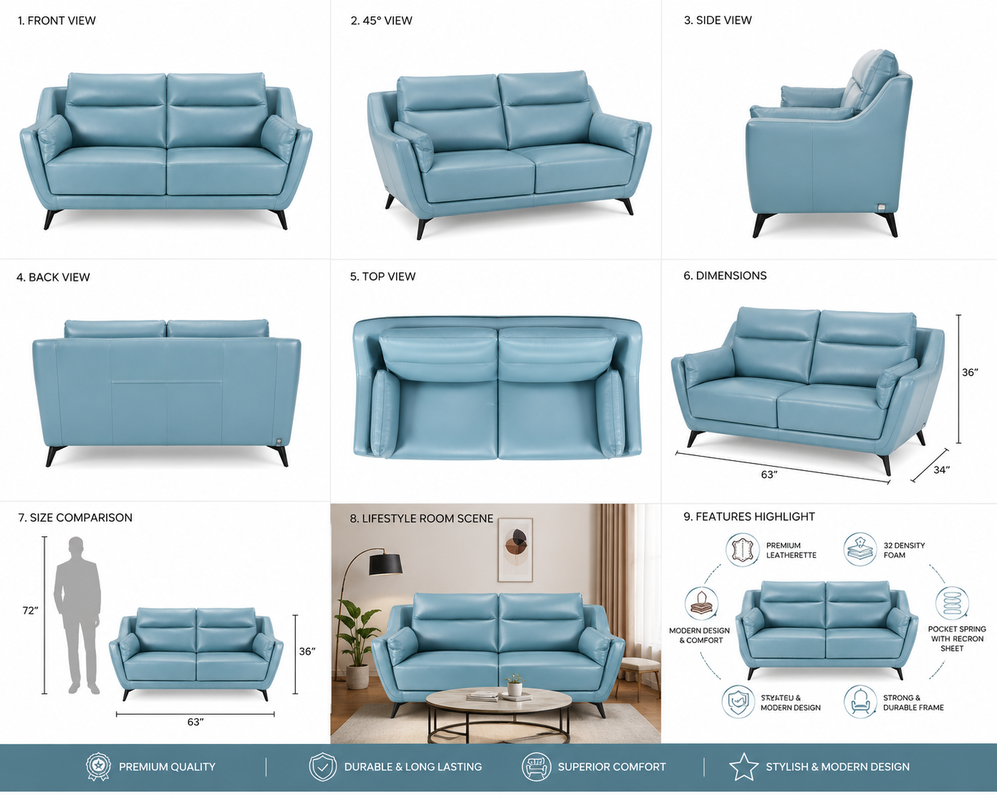 Boat 2seater leatherette