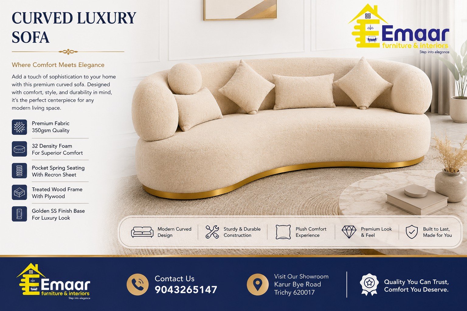 Cashew 3seater Boucle fabric