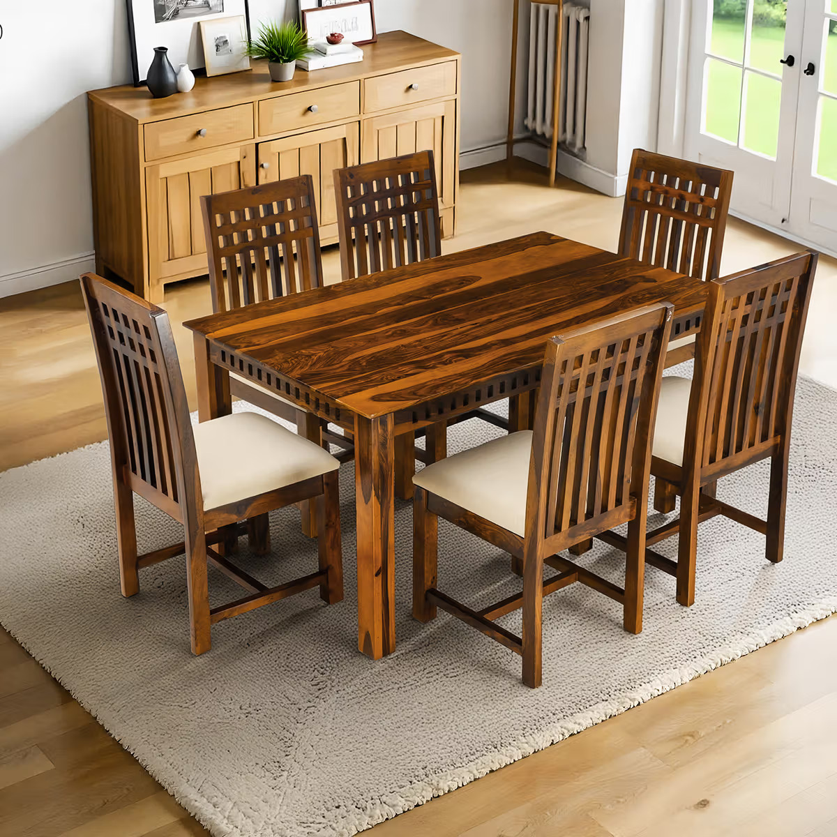 Nuvetta Sheesham Wood 6 Seater Dining Set 6 Seater