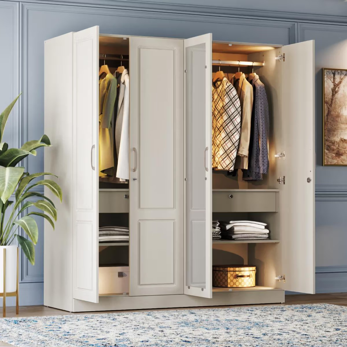 Tyrian Plus 4 Door with 4 Shelves 2 Drawers 2 Hanging