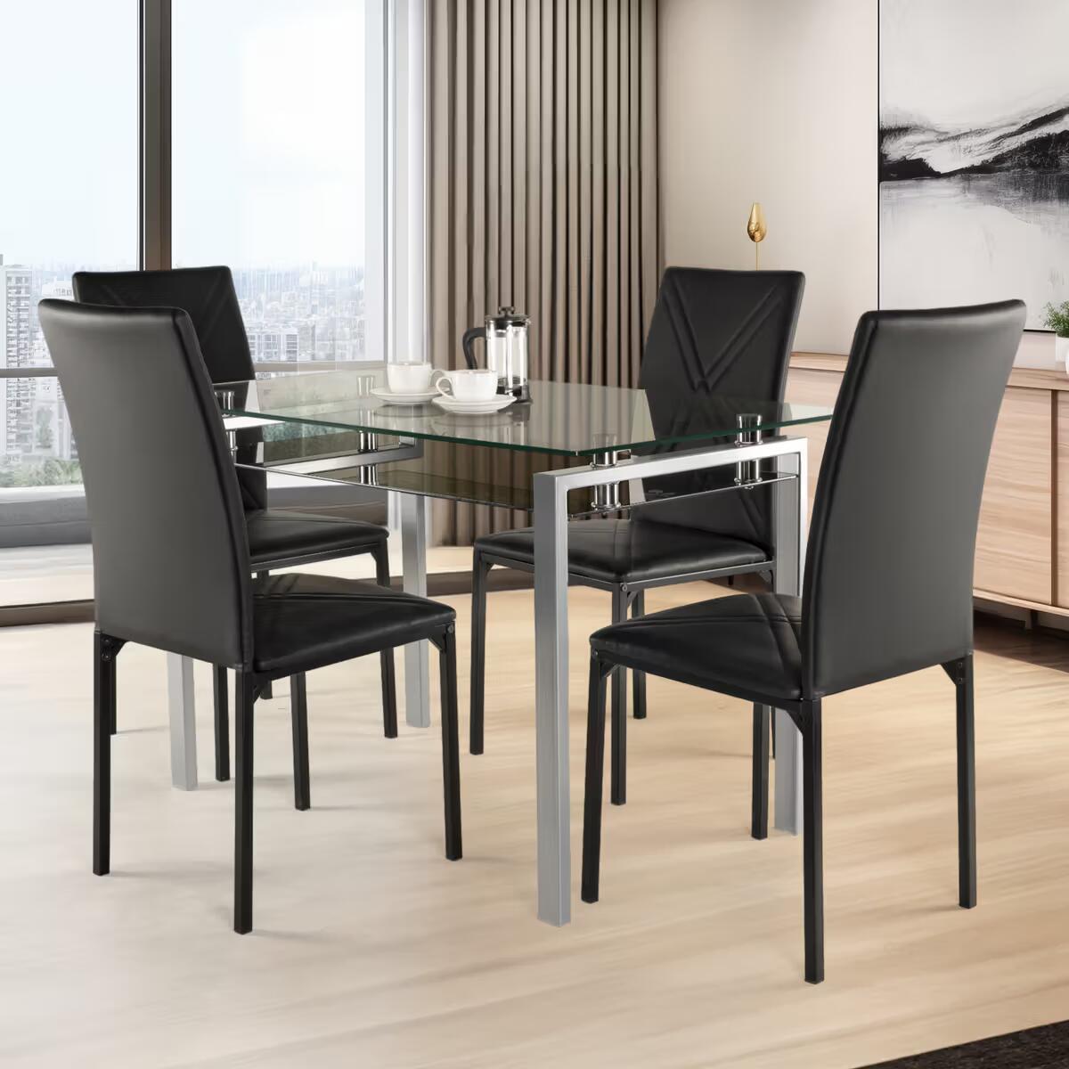 Vanilla 4-seater Glass & Metal Dining Set 5 Years     Warranty