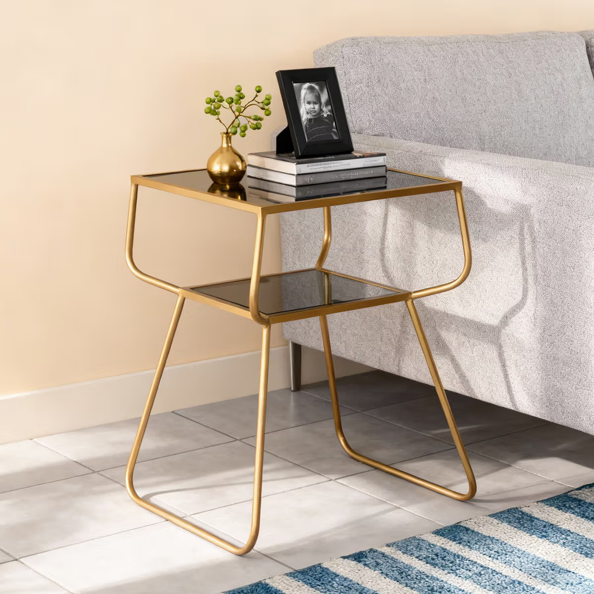 Alissa Tiered Metal Side Table | Gold Finish